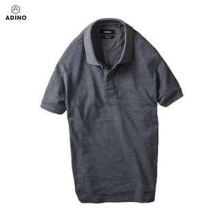 Áo polo nam ADINO màu ghi đậm vải cotton co giãn nhẹ dáng công sở slimfit hơi ôm trẻ trung PL45