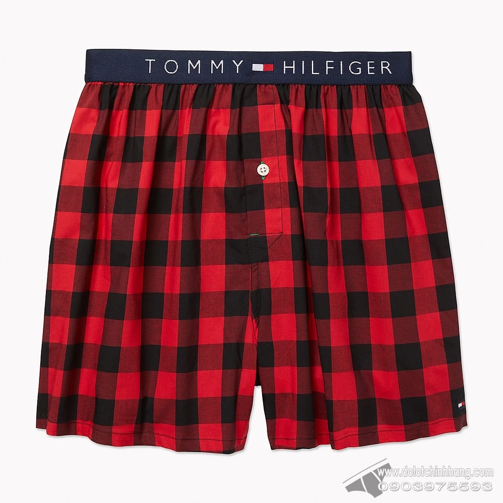 [AUT.] Quần boxer nam Tommy Hilfiger Organic Cotton Plaid Fashion Red