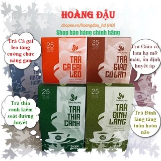 Trà thìa canh, trà đinh lăng, trà cà gai leo, trà giảo cổ lam - Thái Hưng (bịch 25 túi lọc - 125g)