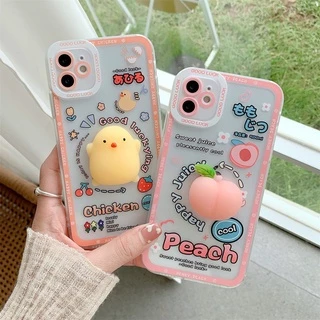 ốp dẻo gà vàng và trái đào cute iphone 7/8/se 2020/7 plus/8 plus/X/XS Max 14/11/11 pro max/12/12 pro max/13/13 pro max