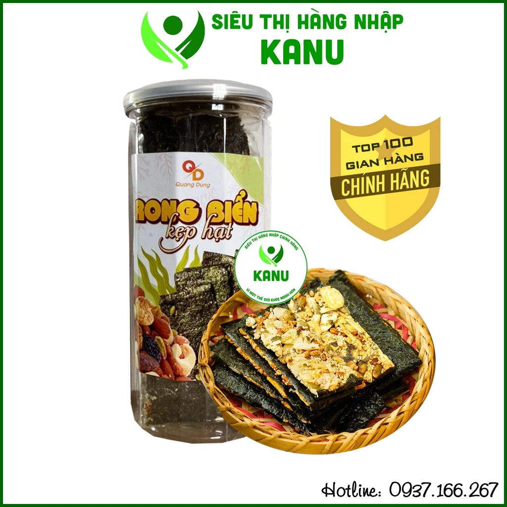 Thanh rong biển kẹp hạt dinh dưỡng giòn ngon 200g, đồ ăn vặt Sài Gòn phù hợp người ăn kiêng healthy giảm cân