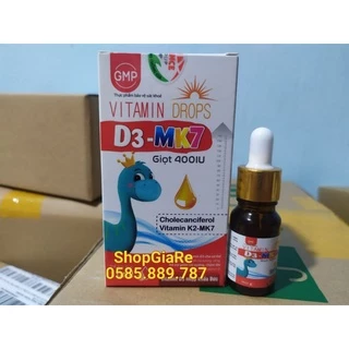 Vitamin Drops D3 - Mk7 giúp hấp thụ canxi hiệu quả, giúp xương và răng chắc khỏe hộp 10ml