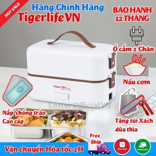 Hộp cơm cắm điện (2 tầng 3 ngăn) - hộp cơm giữ nhiệt nấu cơm hâm nóng đồ ăn đã năng Tặng Túi xách đũa thìa