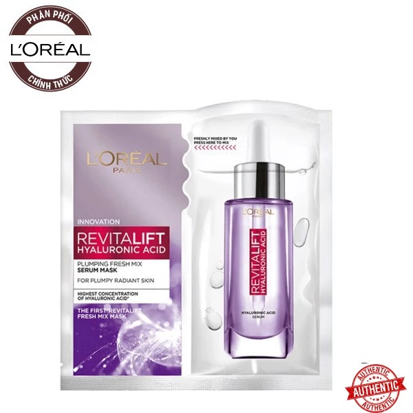 [Mã giảm giá] Mặt Nạ Dưỡng Chất Căng Mướt Da L'Oreal Revitalift Hyaluronic Acid Plumping Fresh Mix Serum Mask 33g