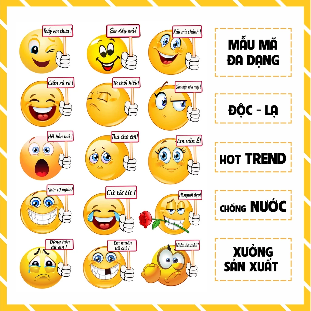 Set 10 Hình Icon Cảnh Báo Vui Nhộn Dán Xe Máy | Tem Dán Xe Chống Nước, Chống Bay Màu...