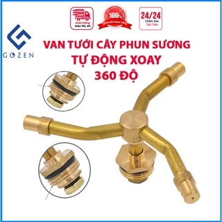 Béc tưới cây phun sương tự động xoay tròn 360 độ, đầu van 3 đầu tưới vườn bằng đồng phun xa 25m