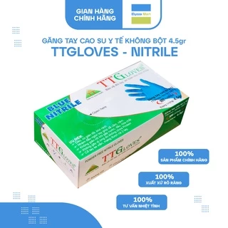 Găng Tay Y Tế Nitrile Không Bột Cao Cấp TTGloves Màu Xanh (Hộp 100 Chiếc)