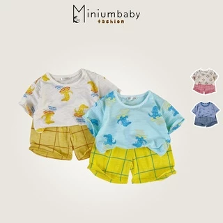 Bộ đồ cộc tay unisex chất liệu 100% cotton trẻ em mặc mùa hè rất mát cho bé trai,bé gái từ 1-6 tuổi MiniumBaby SB1231