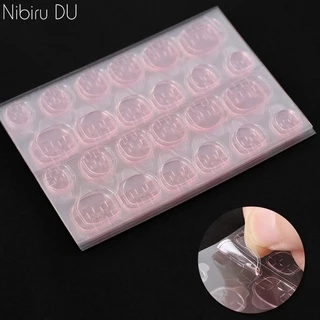 24 cái pink jelly glue nail stickers fake nails very sticky kuku palsu double-sided waterproof nails glue dụng cụ làm móng