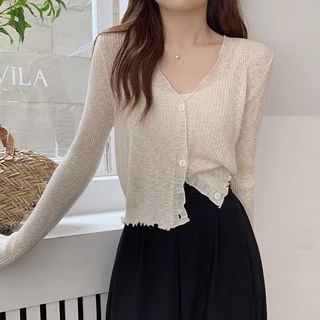 Áo Khoác Cardigan Dệt Kim Mỏng Tay Dài Chống Nắng 51927