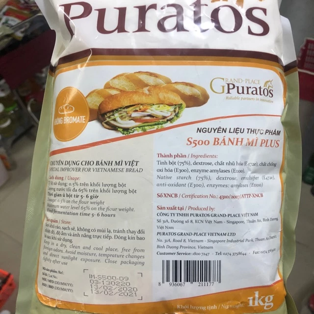 Phụ gia bánh mì S500 plus puratos gói 1kg