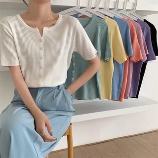 Áo Cardigan Dệt Kim Tay Ngắn Cổ Tròn Thời Trang Mùa Hè Hàng Mới 50102