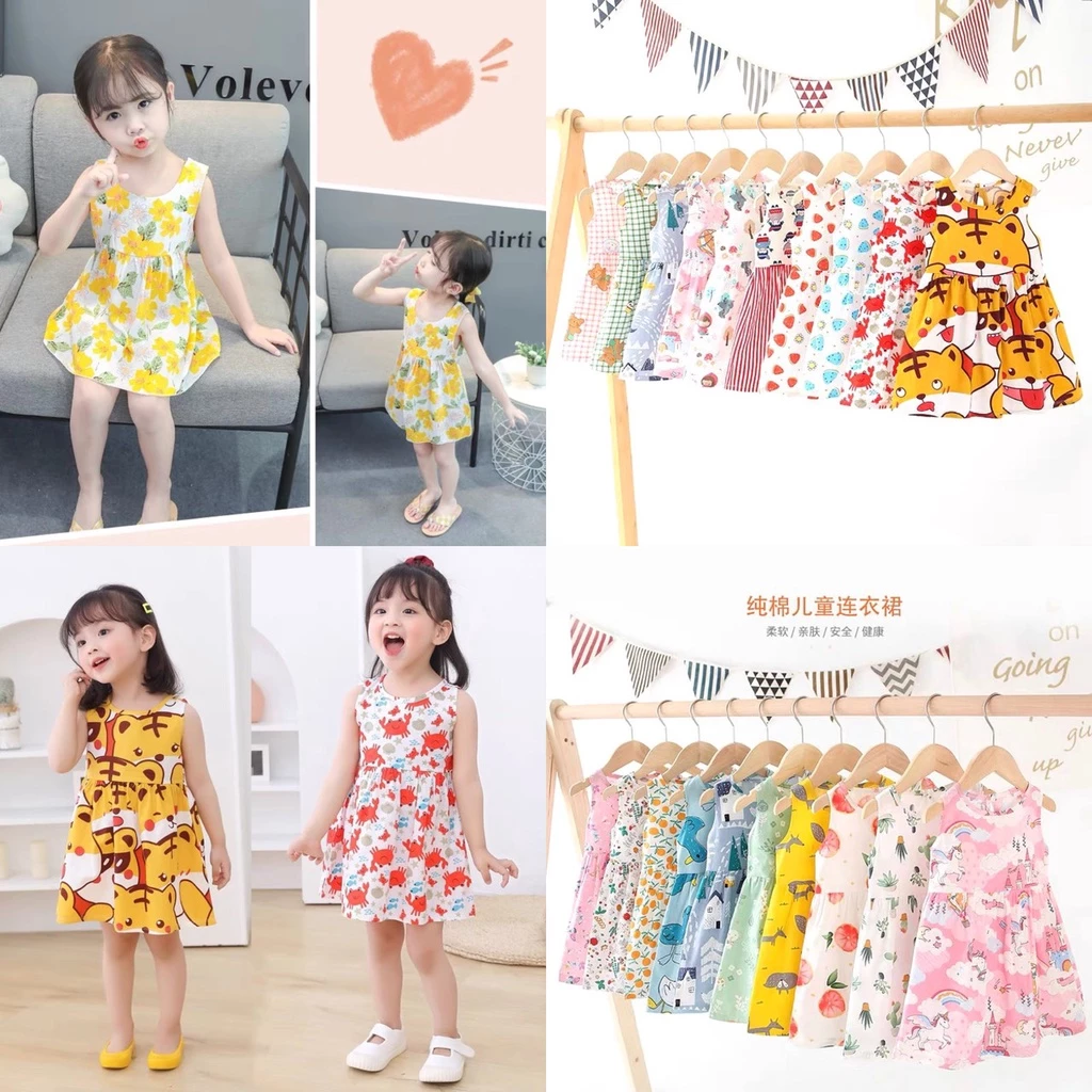 Váy bé gái, vải lanh(Tole) loại 1 size cho bé 5- 20 kg...