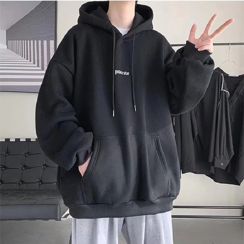 Áo Hoodie Dáng Rộng In Chữ Phong Cách Hip hop Thời Trang Mùa Đông Cho Nam Cỡ M-5XL