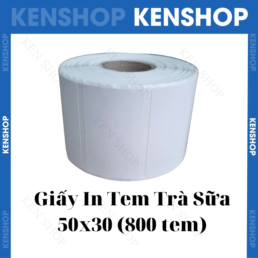 Giấy in tem trà sữa , decal nhiệt 50x30 (Cuộn 30 Mét)
