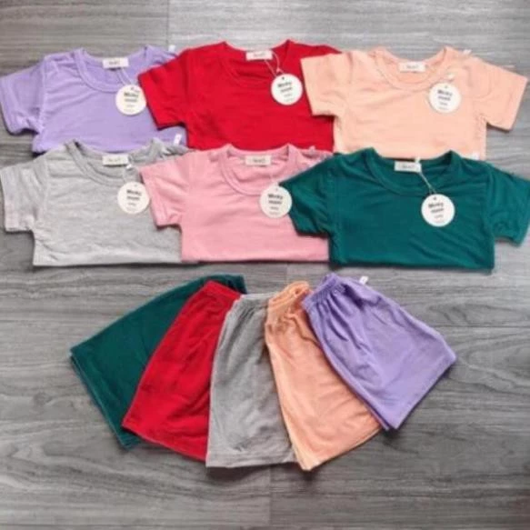 Bộ Cotton Thun Trơn Nhiều Màu Cực Mềm Mịn Cho Bé
