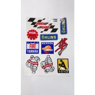 Decal tem nổi motogp Ohlin Ngk cao cấp dán xe máy, ô tô, mũ bảo hiểm chống thấm nước, chống bay màu