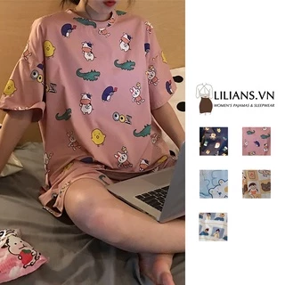 Bộ Ngủ Nữ Pijama mỏng mát Lilians đồ ngủ mặc nhà Tay ngắn dành cho nữ từ 40kg - 65kg