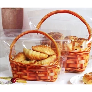 50 cái túi zip hình giỏ mây đựng bánh mì sandwich hoặc kẹo các loại