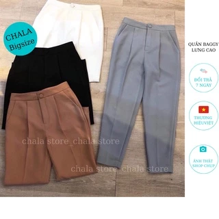 Quần baggy lưng cao  BIGSIZE thời trang nữ cạp cao công sở khuy bọc