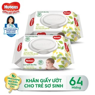 KHĂN ƯỚT HUGGIES LAU SẠCH DỊU NHẸ CHO TRẺ SƠ SINH VÀ TRẺ NHỎ (64 Tờ/ Gói)