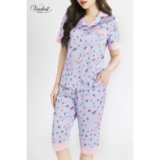 Bộ Đồ Ngủ Pijama Lửng Nữ Họa Tiết Đẹp Chất Lụa Cao Cấp Thoáng Mềm, Thấm Hút Co Giãn Nhẹ