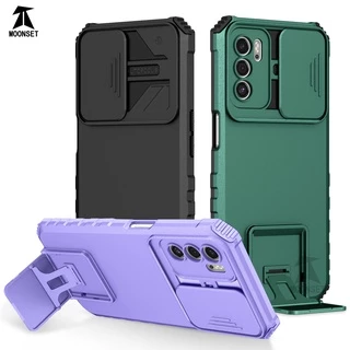 Dành Cho OPPO A16 A16S A16K A16e A54s A74 A95 A1k C2 Reno 5 Ốp Lưng Có Nắp Camera Trượt Chân Đế Bảo Vệ Chống Sốc Siêu Mỏng