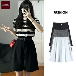 Quần Short Cạp Cao Quần Short Ống Rộng Dáng Lửng Ulzzang Siêu Xinh 228