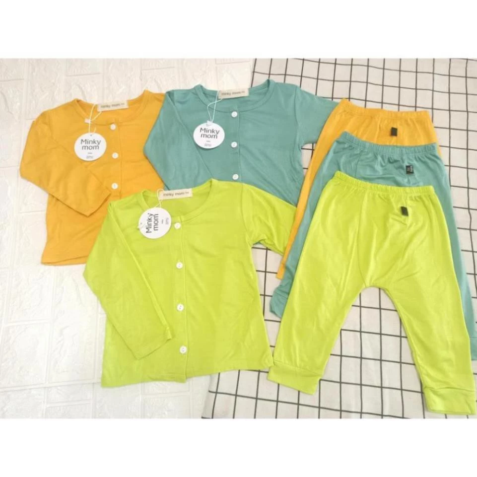 Bộ Dài Tay Thun Lạnh Cúc Giữa Quần Đáp Đũng Cho Bé (6-16kg)