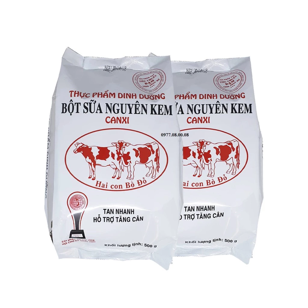 Combo 2 Túi Sữa Bột Nguyên Kem Hai Con Bò Đỏ (500g/túi)