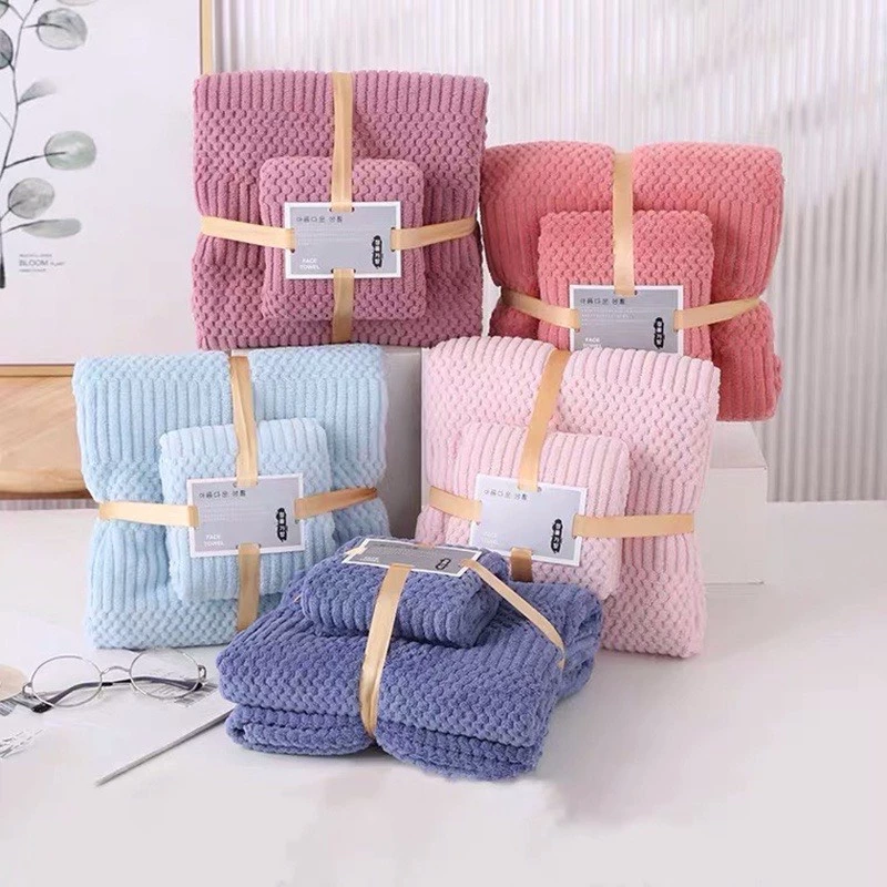 Set 02 Khăn tắm + khăn mặt lông cừu lớn sợi microfiber Hàn Quốc cao cấp mềm mịn bảo vệ da cho gia đình và cho bé