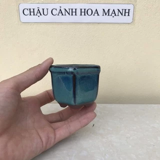 Chậu Lục giác bonsai sen đá mini men Xanh ngọc gốm Bát tràng 1 size SP417