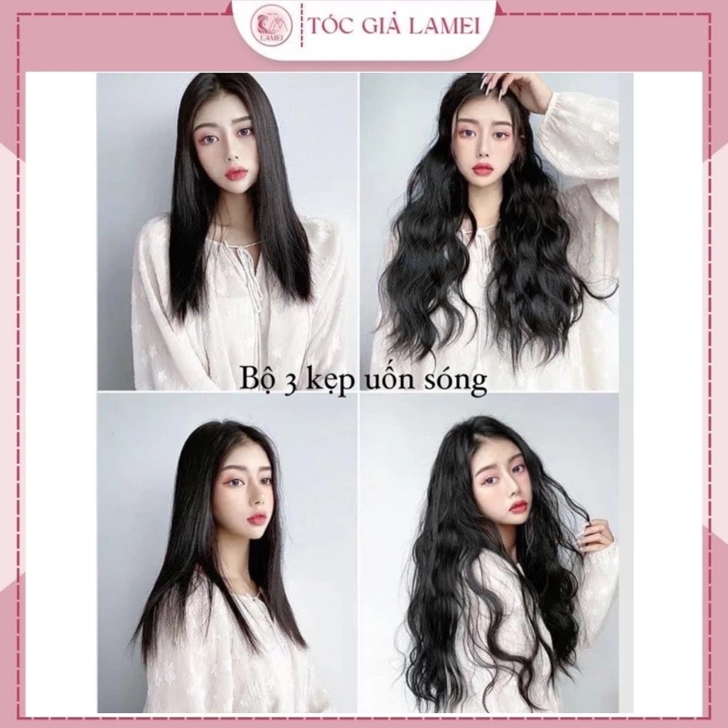 Set 3 Kẹp Dải Xù Sóng Dáng Dài Hàng Cao Cấp Làm Phồng Tóc Và Dày Tóc Lamei