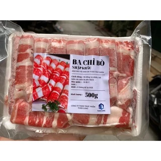 Ba chỉ bò funfood 500g, thả lẩu, nướng, xào  ( Giao hàng tại Hà Nội 30p -1h)