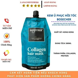 Ủ tóc hấp phục hồi tóc kem hấp hấp tóc hương nước hoa BOSECHER Collagen Keratin túi 500ml