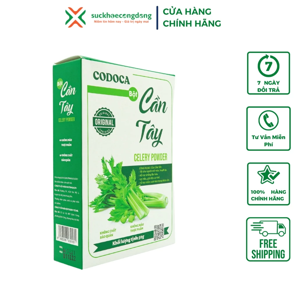 (Mua 2 tặng 1)Bột Cần tây Sấy lạnh Nguyên Chất Codoca (50g) Giảm cân, thải độc, tươi trẻ làn da