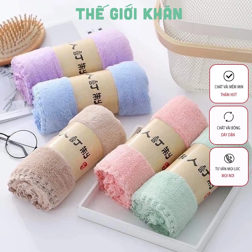 [SIÊU RẺ] Set 10 khăn mặt Hàn trơn siêu mềm, thấm nước tốt 25x45cm