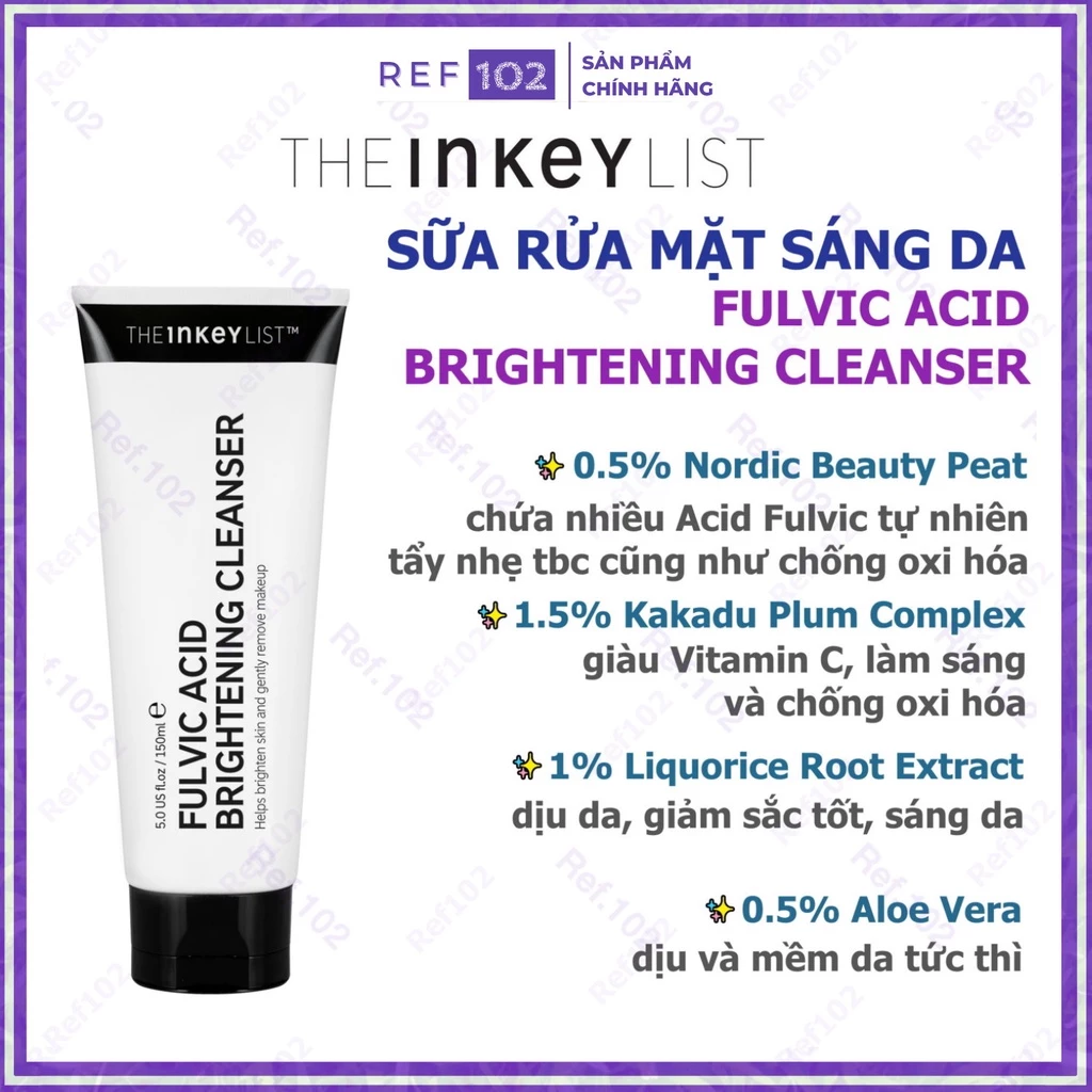 Sữa Rửa Mặt Trắng Sáng Da The INKEY List Fulvic Acid Brightening Cleanser [Bill Sephora]