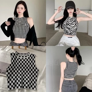 Áo Croptop Dệt Kim Sát Nách Dáng Ôm Thời Trang Quyến Rũ Cho Nữ