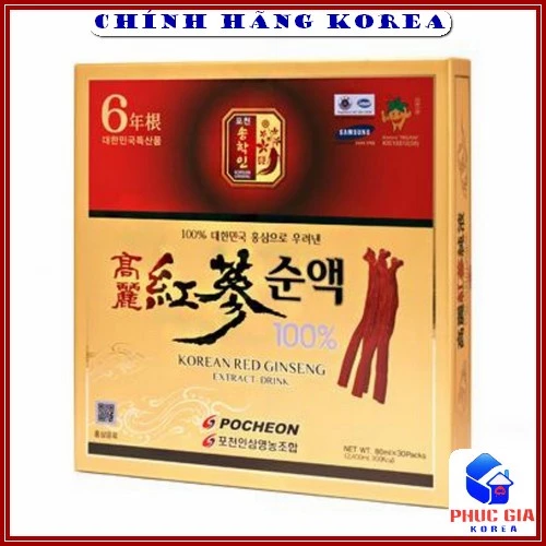 Nước Hồng Sâm Nguyên Chất Pocheon, Hộp 30 gói - Hồng Sâm Hàn Quốc Thượng Hạng