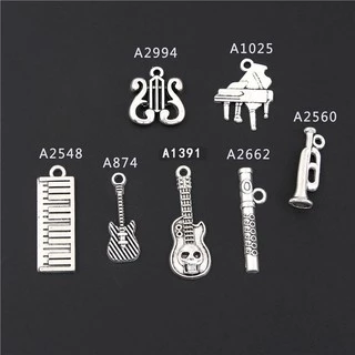 1 Mặt Dây Chuyền Bạc Hình Đàn guitar Cổ Điển diy