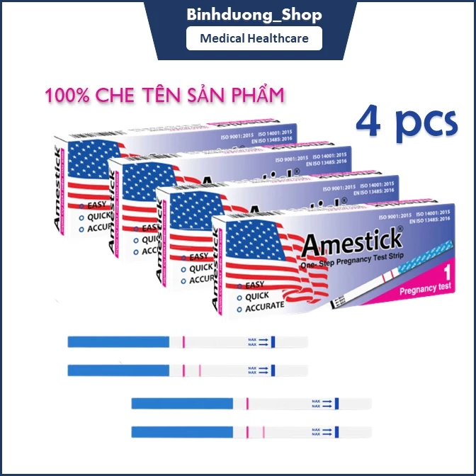 Combo 4 que thử thai nhanh Amestick cho kết quả nhanh chóng, chính xác