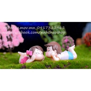 Cặp tượng chibi nam nữ trang trí mô hình, tiểu cảnh_Mẫu 3