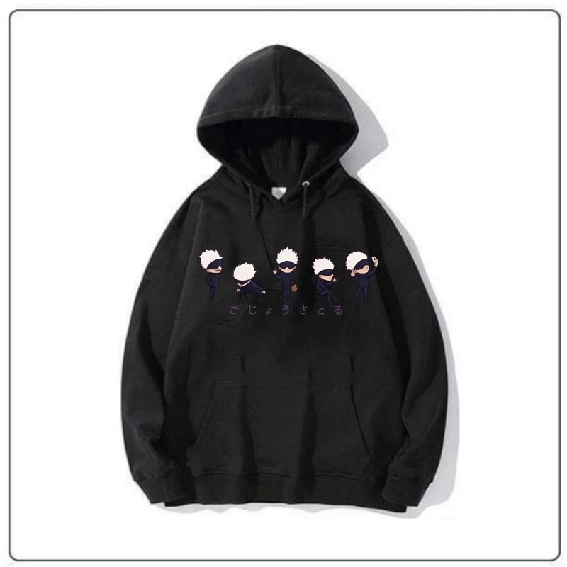 Áo hoodie nỉ rộng in hình anime Jujutsu Kaisen Lil Gojo phong cách Harajuku nam nữ đủ size