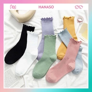 Tất cổ cao vớ bèo nhún thời trang HANASO phong cách Lolita Hottrend 2022 chất cotton Hàn siêu mềm T104