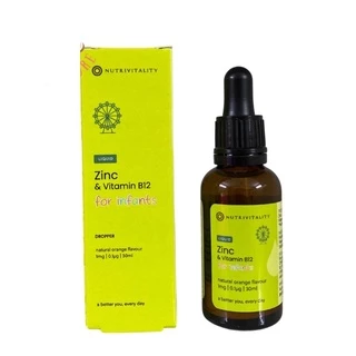 Kẽm giọt + Vitamin B12 Giảm biếng ăn, quấy khóc [UK] Nutrivitality Nội địa Anh 30ml [Chính hãng]