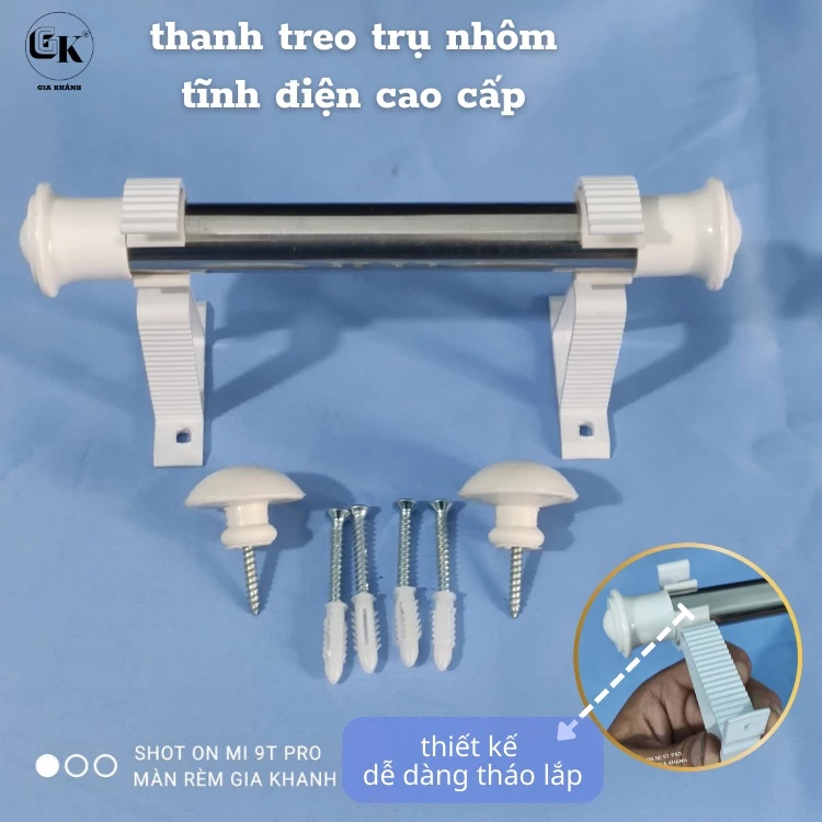 Thanh treo rèm màn cửa inox phi 22 (bao gồm trụ đỡ và phụ kiện)
