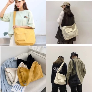 Túi đeo chéo vải canvas đeo vai đi học đi chơi thời trang unisex