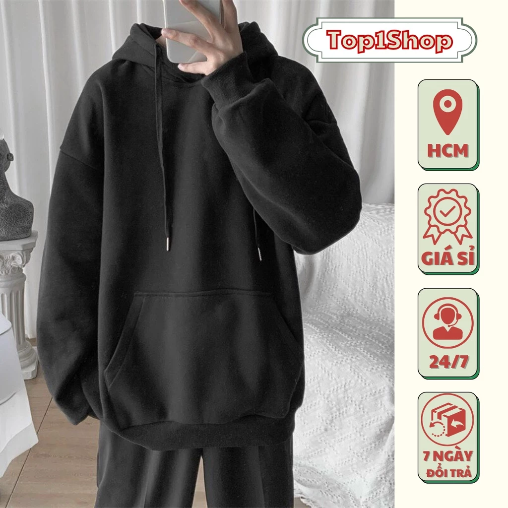 💥Hàng sẵn💥 Áo khoác hoodie trơn nỉ bông cao cấp phù hợp nam nữ form rộng đủ màu