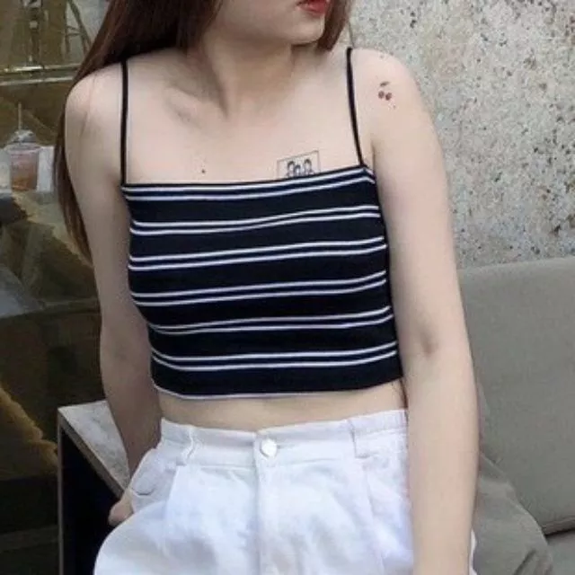 Áo croptop hai dây sọc chất cotton